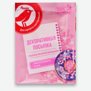 Посыпка декоративная АШАН Красная птица микс розовый, 10 г