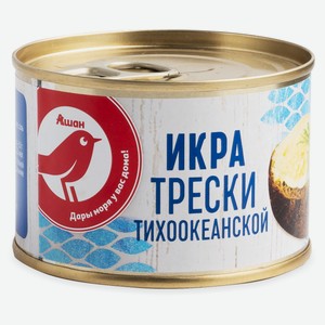 Икра трески АШАН Красная птица Тихоокеанской, 160 г