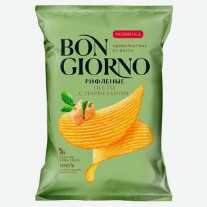 Чипсы картофельные Bon Giorno рифленые с пармезаном, 80 г