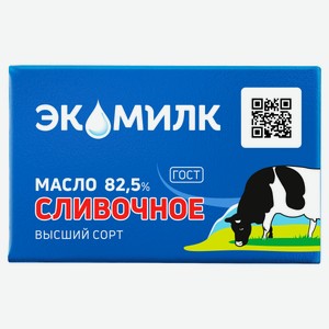Масло сладкосливочное «Экомилк» 82,5% ГОСТ БЗМЖ, 100 г