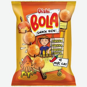Чипсы-шарики Oishi со вкусом пряного кальмара, 68г
