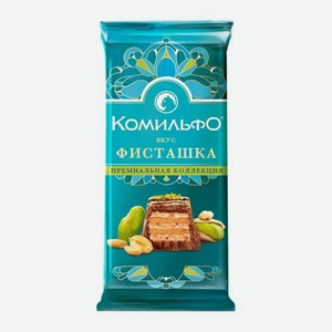 Шоколад молочный и белый с вафлей фисташка Комильфо 102г 102 г