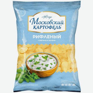 Чипсы картофельные Московский картофель Сметана-зелень рифленые 120г