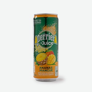 Вода газированная со вкусом «Ананас и манго», Perrier, 0.33 л, Франция