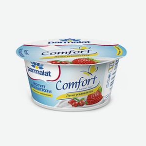 Йогурт густой Comfort безлактозный «Клубника-шиповник», Parmalat, 130 г, Россия, БЗМЖ