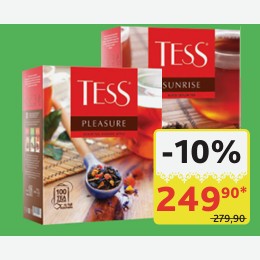 Чай чёрный/зелёный Tess в ассортименте 150/180 гр (100 пак.*1,5/1,8 гр)