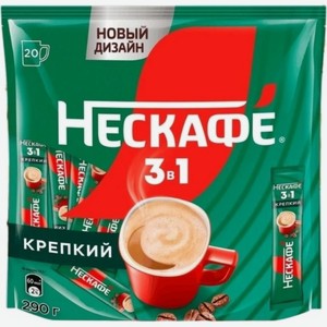 Кофейный напиток Нескафе 3 в 1 Крепкий, 20 шт по 14,5 г