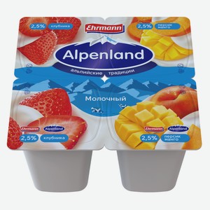 Продукт йогуртный Альпенленд 2,5% , клубника персик-манго, 95 г