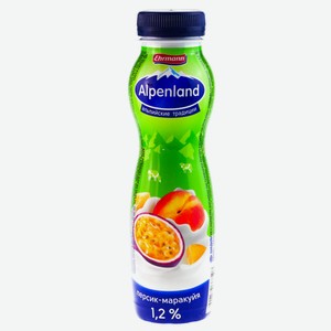 Йогуртный напиток Alpenland 1,2% персик-маракуйя, 420 г