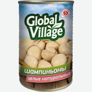 Грибы Global Village Шампиньоны целые стерилизованные, 280г, 314 мл