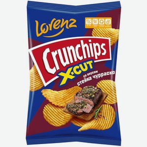 Чипсы Crunchips X-Cut со вкусом стейка чурраско картофельные рифленые 130г