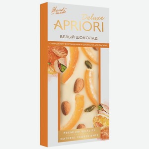 Шоколад Apriori Deluxe белый с миндалем-фисташкой-цукатами апельсина, 85г