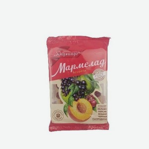 Мармелад Ударница Ассорти Яблоко-Персик-Вишня-Черная смородина, 275 г