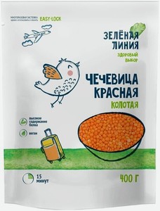 Чечевица красная колотая Зелёная Линия, 400г