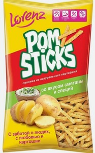 Чипсы картофельные Pomsticks соломкой со вкусом сметаны и специй, 200г