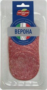 Колбаса Мясницкий Ряд Верона сыровяленая полусухая нарезка 80г