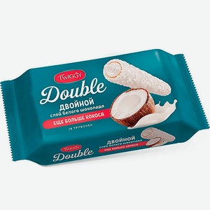 Трубочки вафельные Twiggy Double с кокосом в белом шоколаде, 185 г