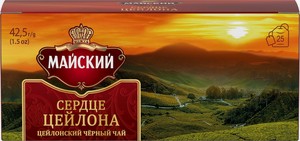 Чай черный Майский Сердце Цейлона в пакетиках 25 шт, 42.5 г