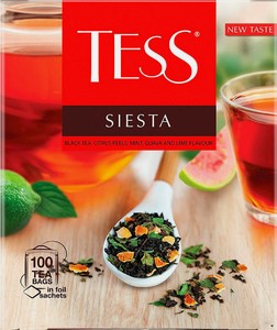Чай черный Tess Siesta цедра-мята-гуава-лайм листовой, 100 пакетиков, 150 г