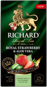 Чай зеленый Richard Royal Strawberry&Aloe Vera в пакетиках 25 шт, 37.5 г