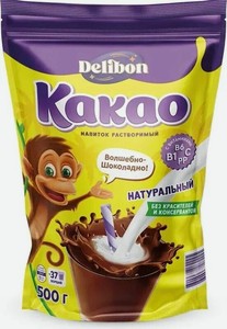 Какао-напиток Delibon витаминизированный порошкообразный для детей с 3-х лет 500г
