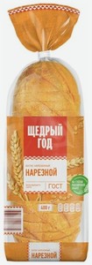Батон Щедрый год Нарезной пшеничный в нарезке 400 г