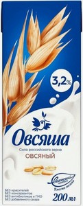 Напиток овсяша овсяный обогащенный детский 3,2% 200мл