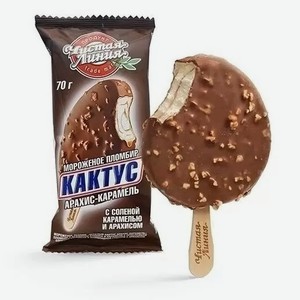 Мороженое пломбир Чистая линия Кактус арахис-карамель 70 г