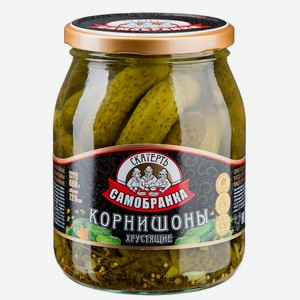 Огурцы маринованные Скатерть-самобранка Корнишоны хрустящие, 720 мл