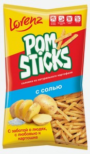 Чипсы картофельные Pomsticks соломкой с солью, 200г