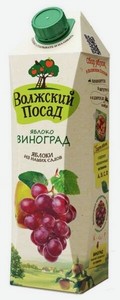 Нектар Волжский Посад Виноград-Яблоко осветленный, 1 л, тетрапак