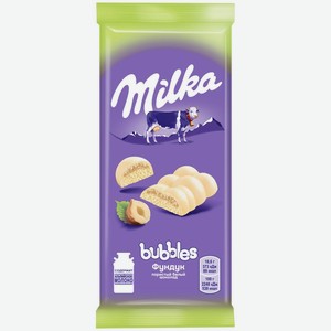 Шоколад Milka Bubbles белый пористый с фундуком, 83 г
