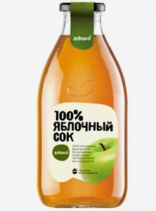 Сок Zdravo яблочный 100%, 750 мл