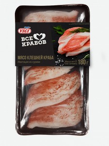 Крабовое мясо охлажденное Vici Мясо клешней краба имитация, 180 г