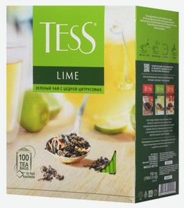 Чай зеленый Tess Lime в пакетиках, 100 шт., 150 г, картонная коробка 