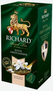 Чай зеленый Richard Royal green jasmine в пакетиках, 25 шт., картонная коробка
