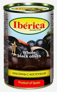 Маслины Iberica с косточкой в рассоле, 360 г