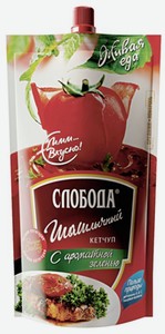 Кетчуп Слобода Шашлычный с ароматной зеленью, 350 г, дой-пак