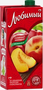 Нектар Любимый Солнечный нектарин с мякотью, 0,95 л, тетрапак