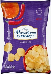Чипсы Московский картофель со вкусом Сладкого Чили хрустящий 120 г