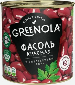 Фасоль консервированная Greenola красная собственном соку, 400 г