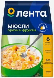 Мюсли фруктово-ореховые лента, 400г