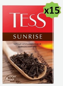 Чай черный листовой Tess Sunrise Тесс Санрайз, 100 г х 15 шт в ...