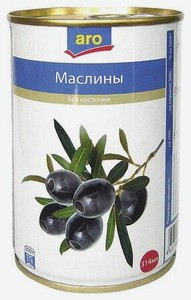 ARO Оливки черные с косточкой, 300 г