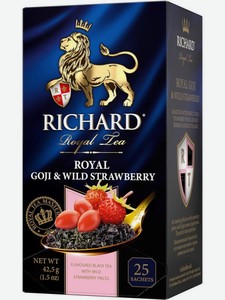 Чай черный Richard Royal Goji & Wild Strawberry в пакетиках, 25 шт., 42,5 г