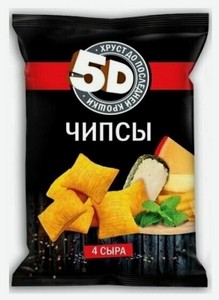Чипсы пшеничные "5D" 4 Сыра 200 г *1