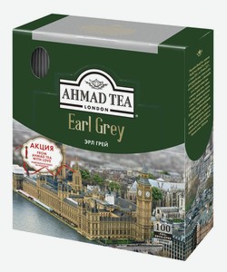 Чай черный Ahmad Tea Earl Grey в пакетиках, 100шт., 200 г