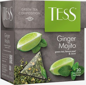 Чай зеленый Tess Ginger Мojito в пирамидках 20 шт, 36 г