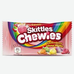 Жевательные конфеты Skittles Chewies Фрукты, 35 г, флоупак