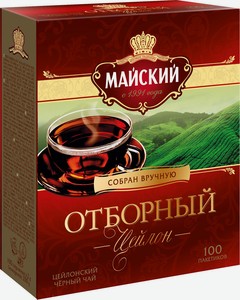 Чай Майский Отборный цейлонский в пакетиках, 100 п.
